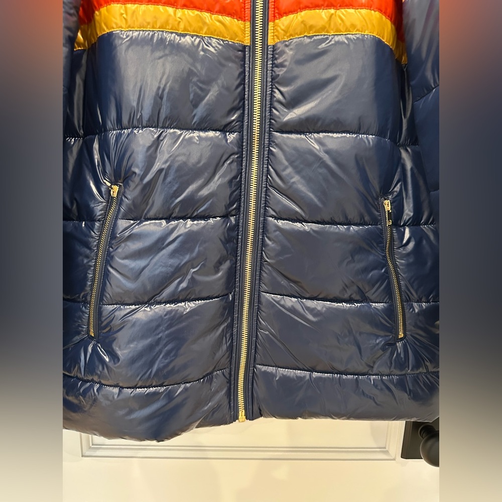 AVIATOR NATION 4 STRIPE LUXE TREKKER HOODIE JACKET - GLOSSY NAVY SIZE XL - Picture 3 of 13